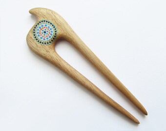 Wooden Hair Fork, hairfork, wood, hair stick wood, mahogany, wood, aboriginal, australian