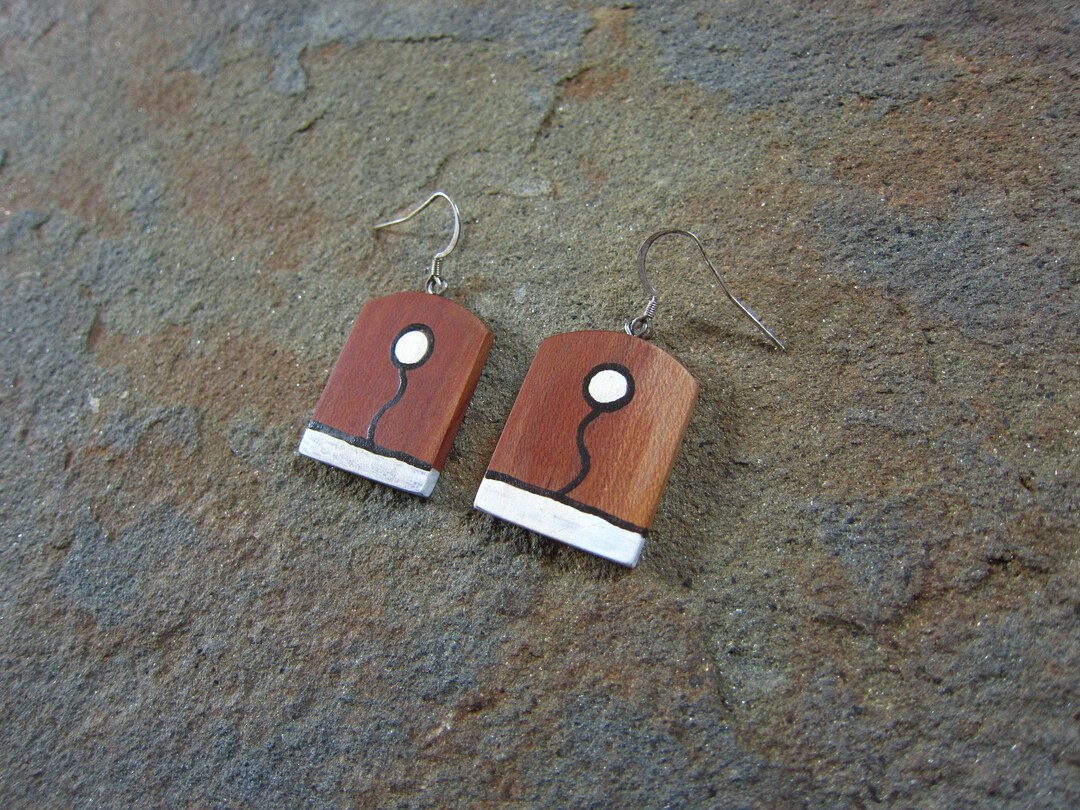 Wooden Earrings, Natural, Cherry Wood, Cherry Wood Earrings, Ear Wire