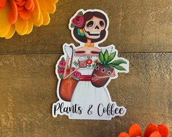 Plants and Coffee Vinyl Sticker