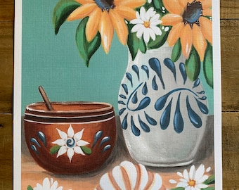 Talavera flower vase 7X 10” art print