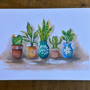 Five potted plants Art  Print