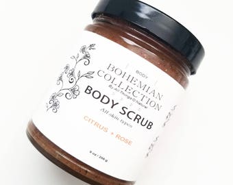 Citrus + Rose BODY SCRUB / Sugar Scrub / Body Scrub / Natural Body Scrub / ORGANIC body Scrub/ Vegan / Exfoliating / Soothing/ Smoothing