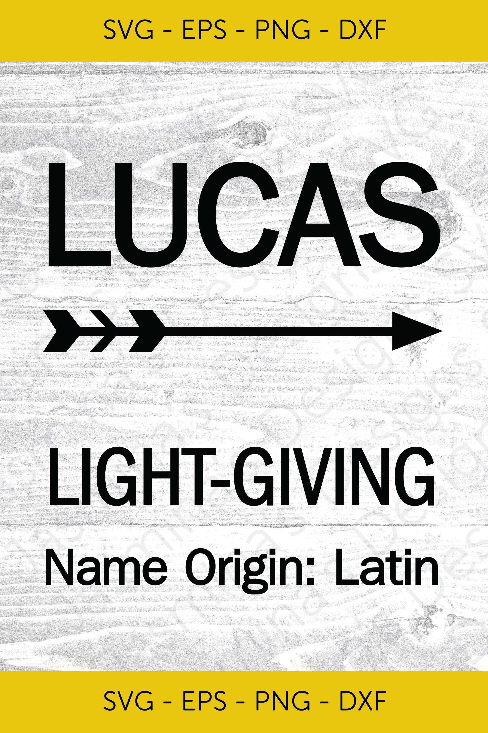 Lucas Name Meaning, Digital Download, Image Cut File, for Ironons