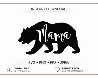 SVG de Mamá Osa, archivo de corte con imagen de mamá (descarga digital)