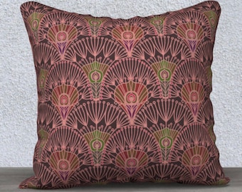 Art Deco Peacock Feather Pillow Cover