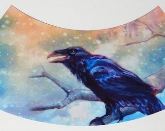 Snowy Raven Wine glass lampshade