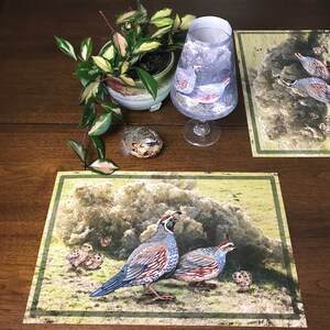 Quail Family Placemats and Wine Shade
