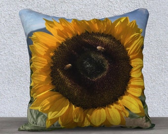 Pillow cover   Happy Bees and Sunflower