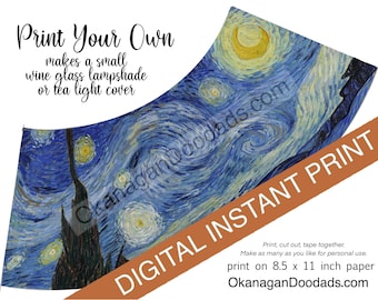 STAMPA IL TUO Paralume per calice da vino "Notte stellata" di Van Gogh