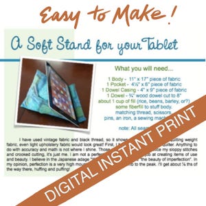 DIY iPad or Tablet Soft Stand DIGITAL DOWNLOAD Print your own instructions to make