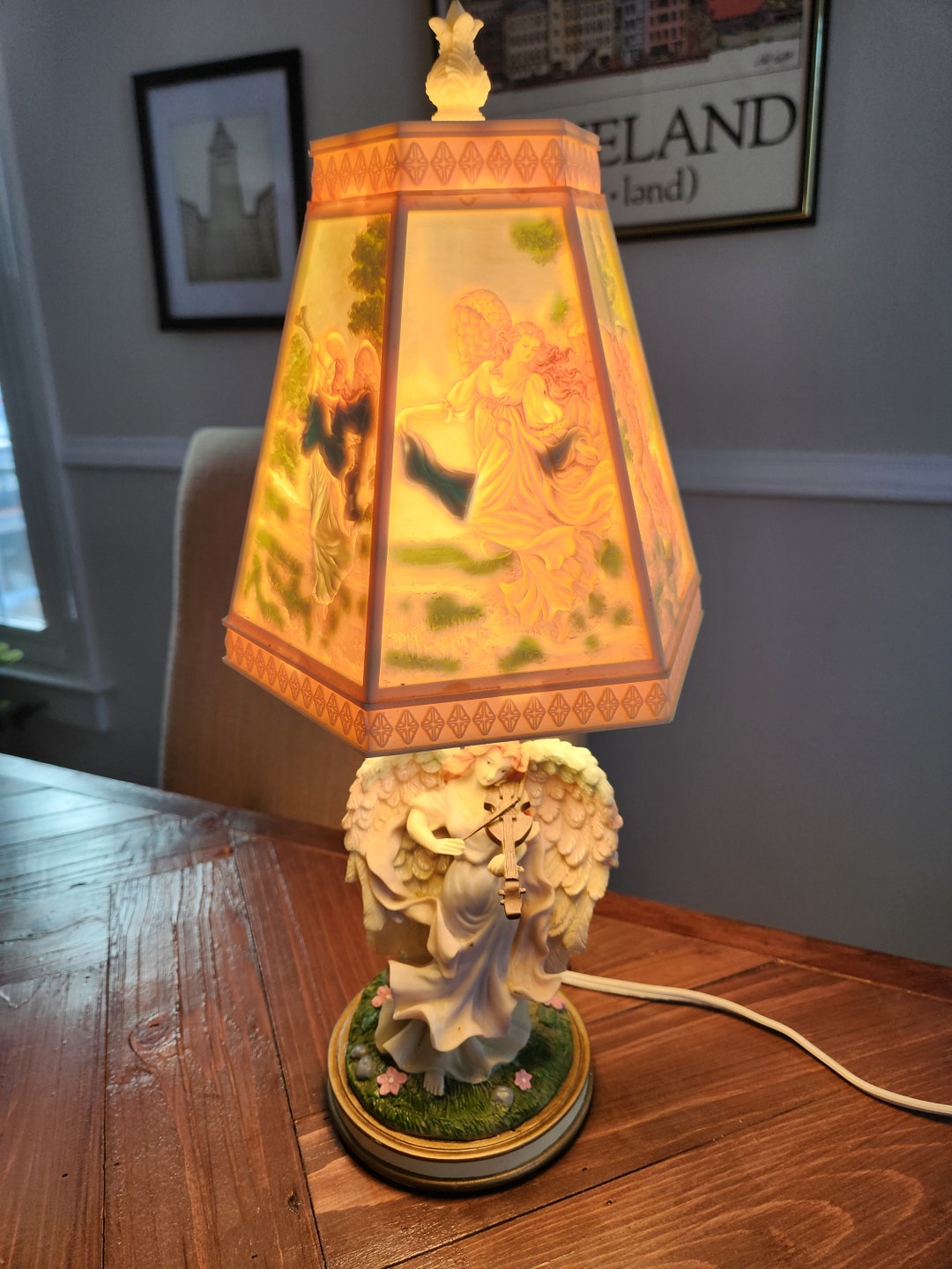 Angel Lamp With Celluloid Paneled Etsy