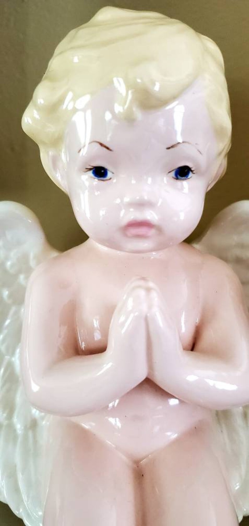 Porcelain angel...vintage...nicely detailed...glazed....praying