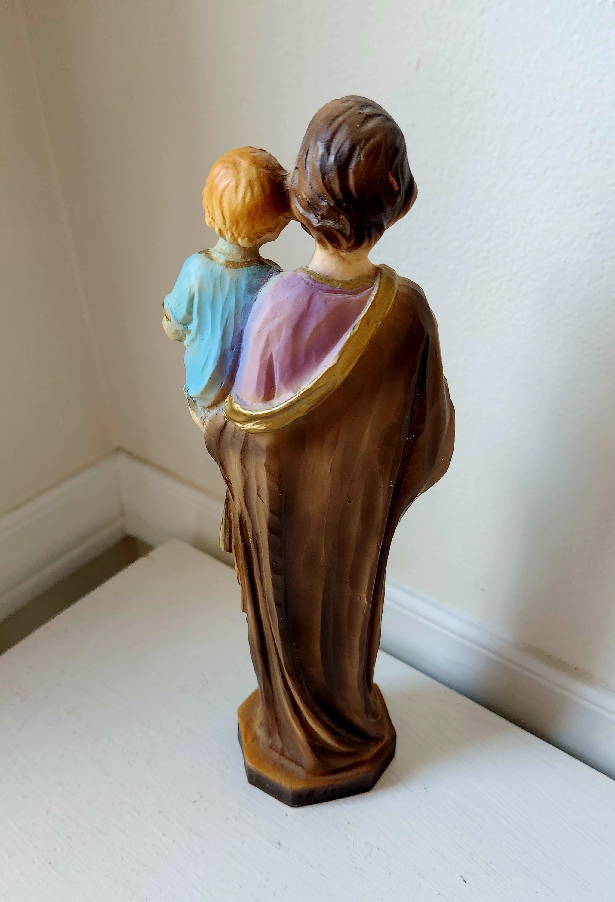 聖ヨセフとキリストの子宗教的な彫像12インチヴィンテージ