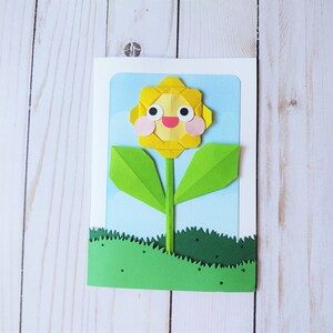 Handgemachte Origami Sonnenblume Karte für alle Anlässe, Blumenkarte, Geburtstagskarte, Danke, Kawaii, Post, Muttertagskarte