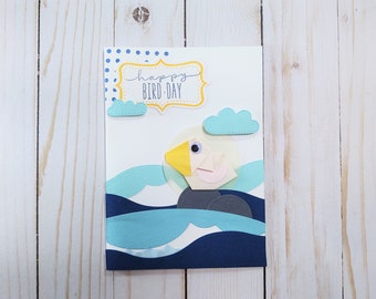 Handmade Origami Bird Pelican Birthday Greeting Card