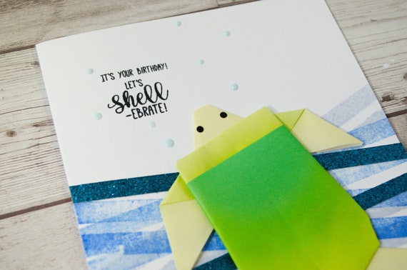 Handmade Origami Turtle Birthday Greeting Card