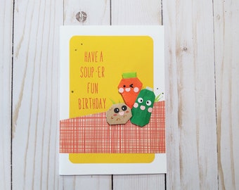 Handmade Cute Origami Veggies/ Vegetables Birthday Greeting Card, Kawaii Card, Snail Mail