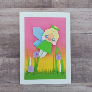 Handgemachte Origami Fee Grußkarte, Liebeskarte, Magisch, Animal Crossing, Pixie Dust, Natur, Kawaii Origami Karte, Schneckenpost
