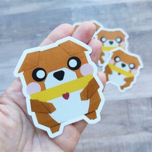 Origami Kawaii Cute Chubby Dog, Japanese Sticker, Vinyl, Anime, Animal Crossing, Cute Sticker, Planner, Journal, Cartoon Sticker, Totoro