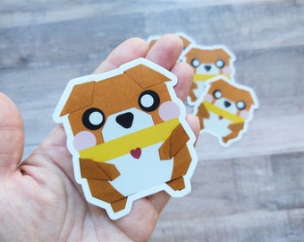 Origami Kawaii Cute Chubby Dog, Japanese Sticker, Vinyl, Anime, Animal Crossing, Cute Sticker, Planner, Journal, Cartoon Sticker, Totoro