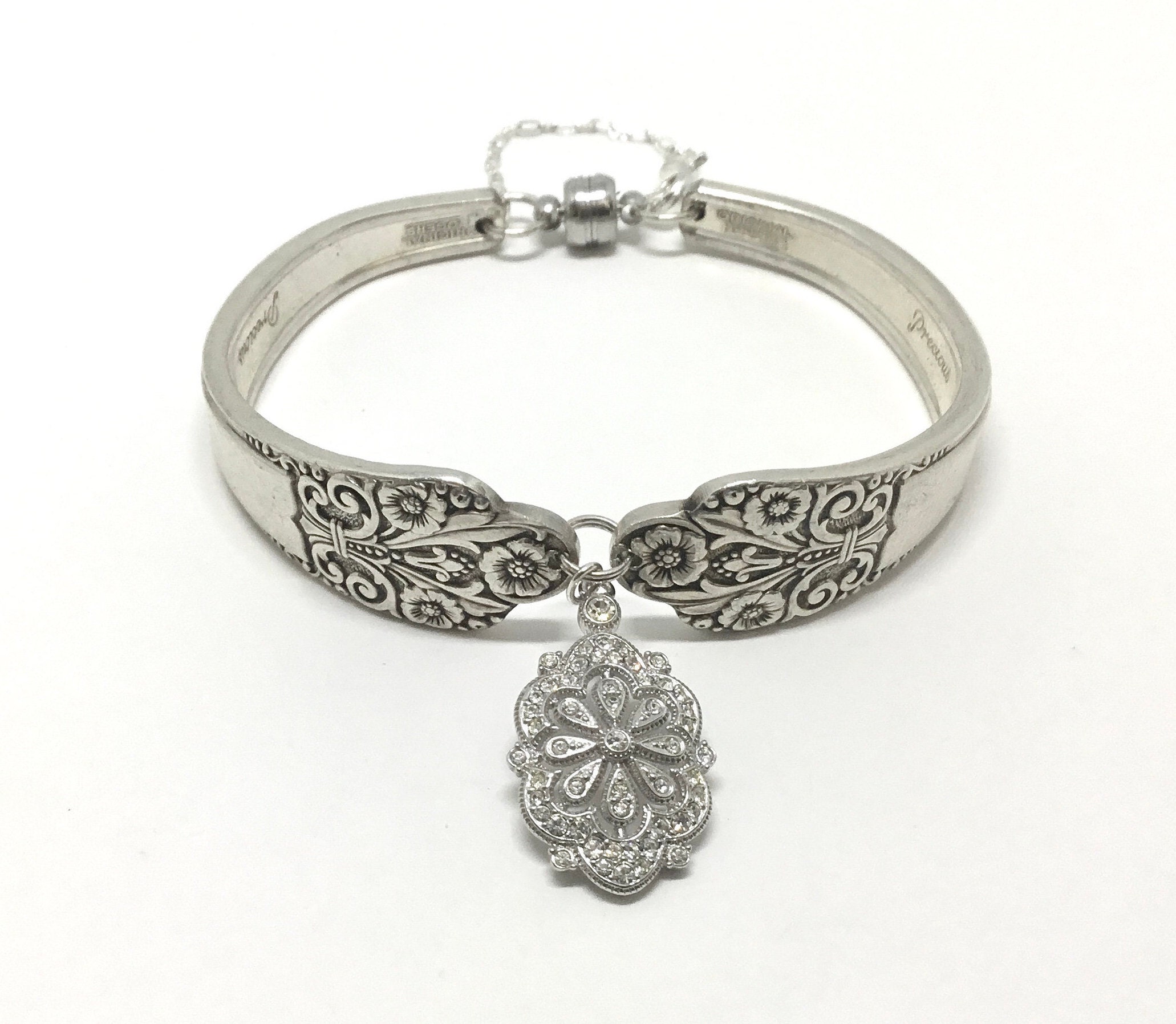 Rose Charm Bracelet Statement Jewelry for Mother/'s Gift Vintage Silverware Jewelry for Women Unique Spoon Jewelry Spoon Bracelet for Mom