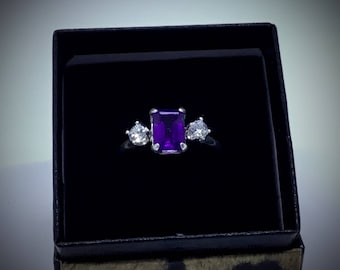 Brazil 8 x 6mm  Amethyst Size 8 1/2 Ring