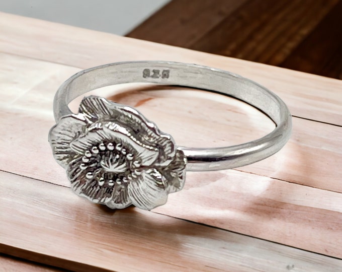 Flower Ring, Solid 925 Sterling Silver, Handmade to Order, Various Sizes