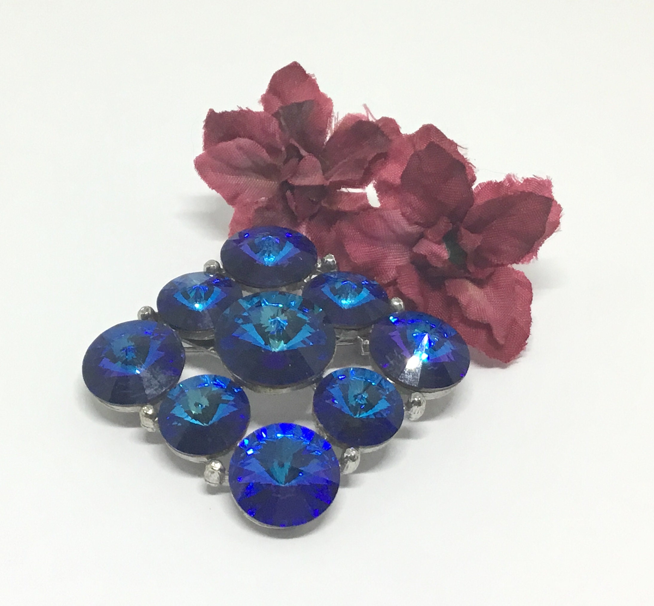 Weiss blue shop rhinestone brooch