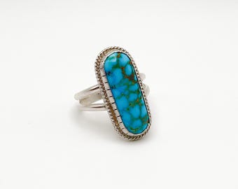 Handmade Turquoise Ring,Kingman Red Web , 925 Sterling Silver Setting and Band