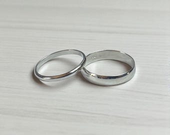 His/Hers Bands, Budget Wedding, 925 Solid Sterling Silver