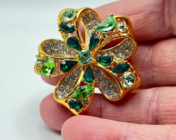 Vintage Nolan Miller Goldtone Pave Bow Brooch