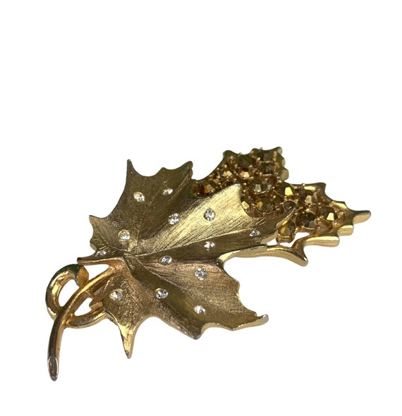 Vintage Signed Sarah Coventry Two Leaves Brooch P… - image 5