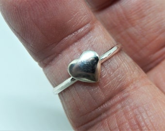 Silver Plated Brass Heart, Sterling Silver Ring, Hand Crafted, Made in USA, Valentines Gift
