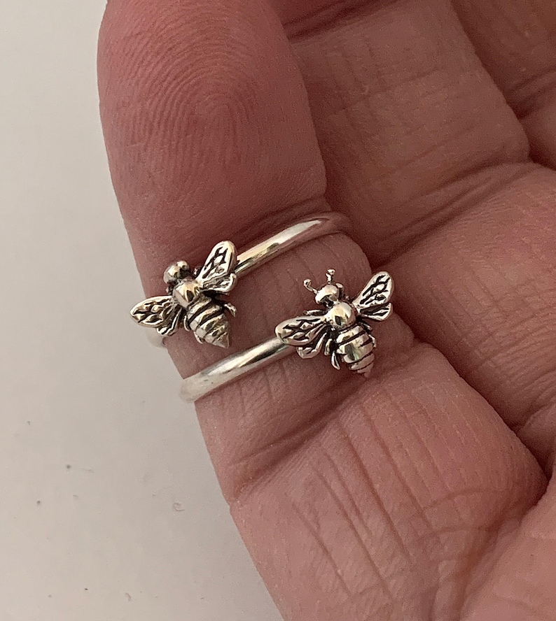 Sterling Silver Bee Ring – Dainty Band, Made in USA, 925 Jewelry image 6