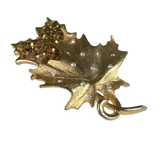 Vintage Signed Sarah Coventry Two Leaves Brooch P… - image 8