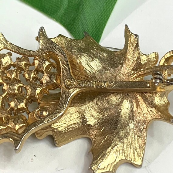 Vintage Signed Sarah Coventry Two Leaves Brooch P… - image 9