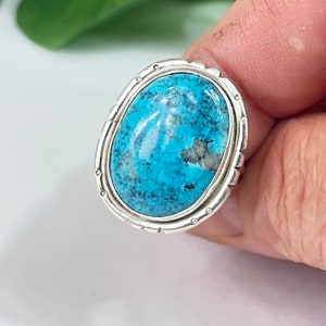 Kingman Stablized Blue Turquoise Cabachon, Handmade, Size 8