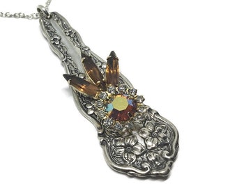 Vintage Silverplated Spoon Handle with Vintage Earring Pendant