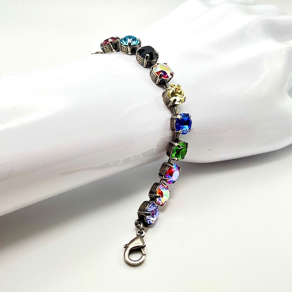 Handset Bracelet with European Crystals, Fourteen Different Colors, Super Sparkly