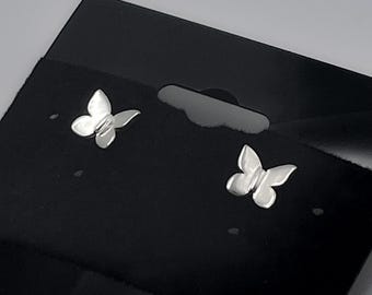 Sterling Butterfly Stud Earrings, Handmade, 925 Sterling Silver