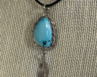 Handmade Turquoise Pendant Made With Natural Blue Moon Turquoise