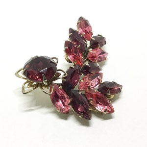 Vintage Judy Lee Rhinestone Brooch: Amethyst & Pink Floral Jewelry