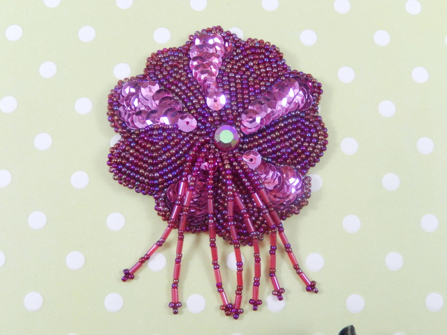 CH-G20082P-PKIR Lt. Pink Iris Small Sequin Flower Beading Applique