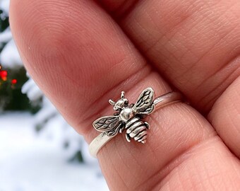 Sterling Silver Bee Ring, Made to Various Sizes, Built and Shipped in 1 day, Available in 1/4 sizes,  Holiday Deals