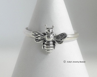 Handmade Sterling Silver Bee Ring - USA Studio Crafted