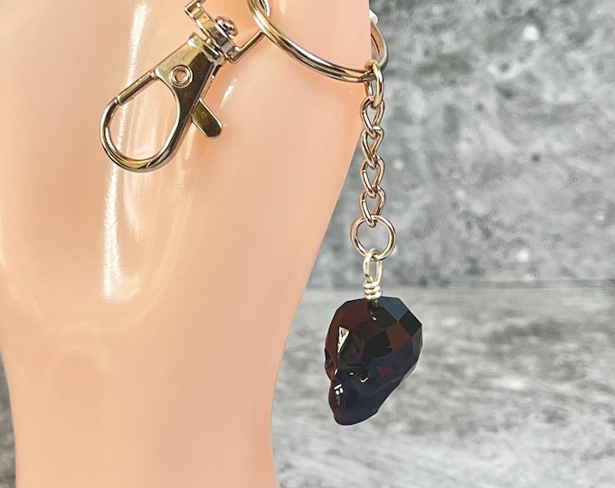 Black Crystal Skull Key Chain Purse Charm
