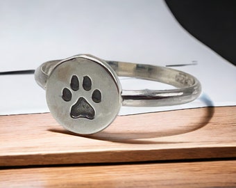 Handmade Dog Paw Ring, 925 Sterling, Thin Band, Made USA