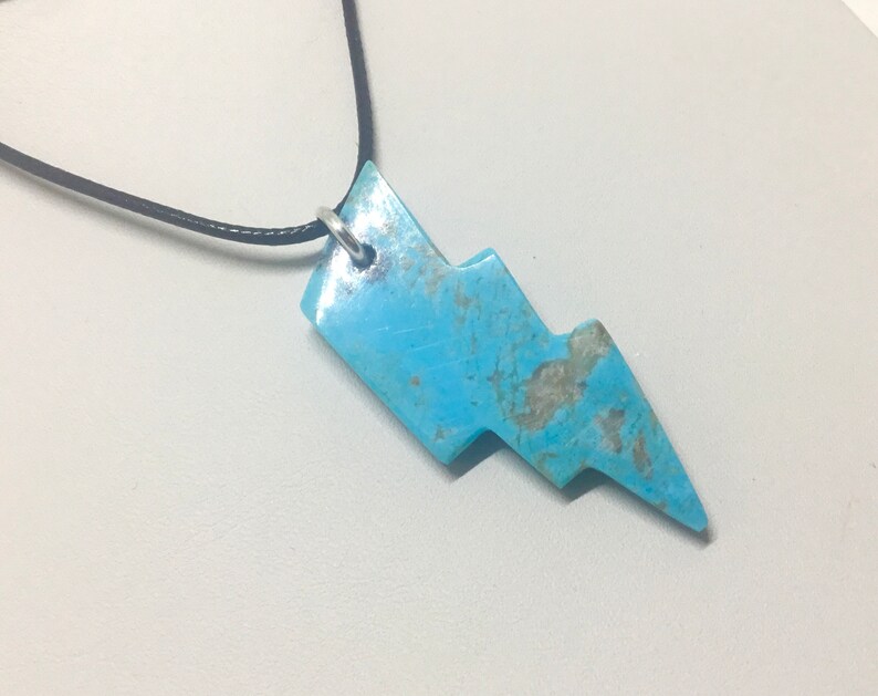 Handcut Turquoise Lightning Bolt Pendant Turquoise from Etsy