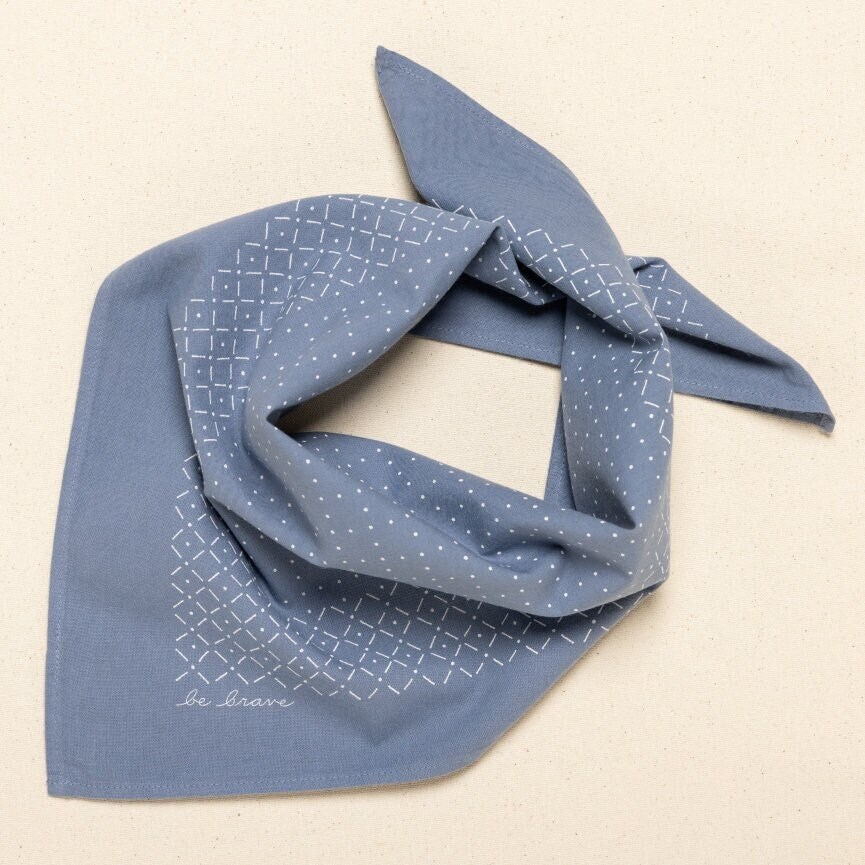 be brave 100% cotton bandana, hand dyed and printed