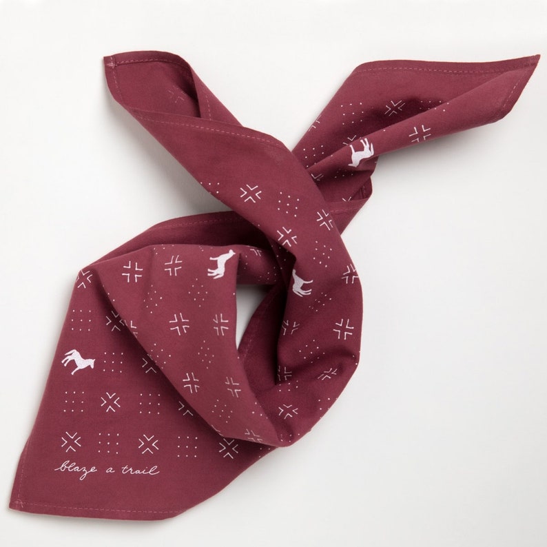 blaze a trail 100/% cotton bandana hand dyed and printed